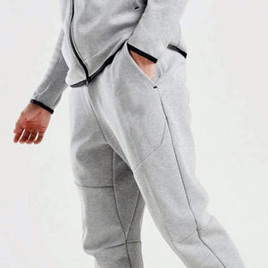 Survêtement Homme Polaire Technique Gris Chiné Conception OEM 69 % Coton 31 % Polyester, Ensemble Sweat à Capuche Zippé et Jogging - Product Image 5