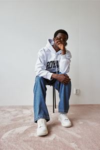 Pantalones vaqueros holgados Cargo de algodón rígido para hombre, pantalones vaqueros azules relajados de alta calidad, pierna redondeada, pila de tobillo, pantalones Cargo personalizados ODM y OEM - Product Image 6