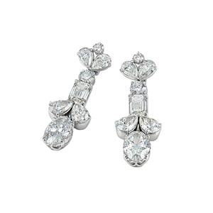 18K Solid White Gold Multi-Shape Lab Grown <b>Diamonds</b> <b>Dangling</b> Drop <b>Earrings</b> Luxury Monaco <b>Earrings</b> Best for Anniversary Gifts OEM - Product Image 2