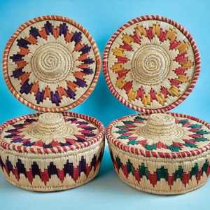 Best Selling Eco Friendly <b>Wicker</b> Moonj Grass Storage <b>Basket</b> <b>with</b> <b>Lid</b> Round Set of Moonj Grass <b>Baskets</b> for Home Organizations - Product Image 6