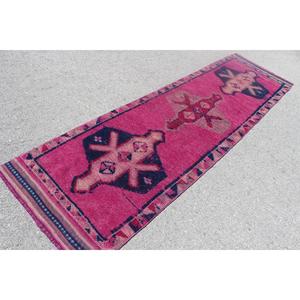 3x10.6 ft Turkish Vintage Rug, <b>Runner</b> Rug, <b>Red</b> Herki Camouflage Rug - Product Image 2