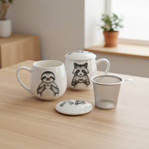 Meilleure vente 3458977Lc-0.35 Tasse à thé en porcelaine durable avec couvercle, qualité alimentaire, style nordique, infuseur pour thé en vrac - Product Image 3