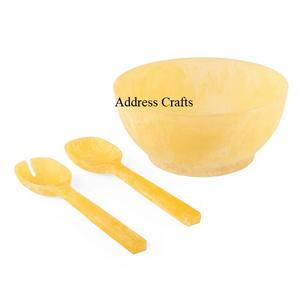 Service à salade en résine durable écologique faite à la main de haute qualité avec cuillère fourchette vaisselle de fête meilleur vendeur - Product Image 6