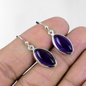 Tendance Design 925 solide en argent Sterling Spinner améthyste pierres précieuses boucles d'oreilles bijoux en argent pour femmes et filles - Product Image 1