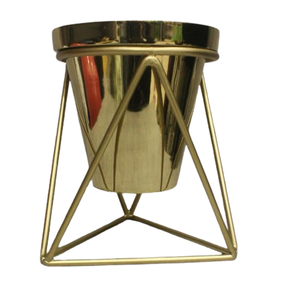 Jardinière d'intérieur ronde plaquée or avec support géométrique en fer Décoration intérieure de luxe pour le salon Jardinières modernes et élégantes - Product Image 3