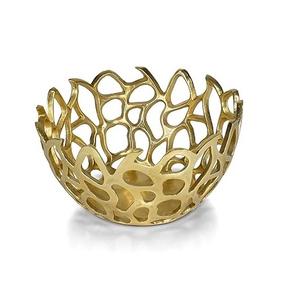 Nouvel arrivage Grand bol à fruits en aluminium Design de fleurs dorées Prix de gros Meilleur vendeur Bol en métal artisanal. - Product Image 4