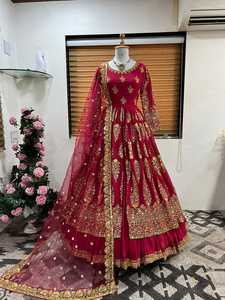 Váy Công Sở Thêu Lehenga Với Vải Lưới Dupatta Giả Vải Georgette VÁY DỰ TIỆC - Product Image 4