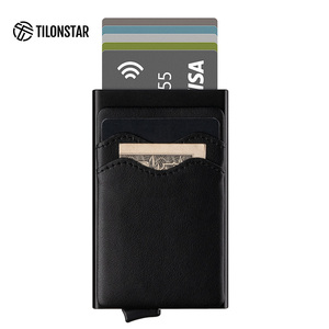 ที่ใส่บัตร TILONSTAR แบบ One Piece ดีไซน์มินิมอล อลูมิเนียม ป้องกันการโจรกรรมข้อมูล RFID พร้อมคลิปหนีบบัตร  กระเป๋าสตางค์หนังบางสำหรับใส่บัตรเครดิต - Product Image 6