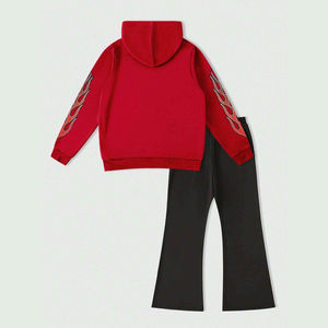 Chándal con estampado DTG para hombre, Sudadera con capucha con estampado de letras personalizadas, pantalones acampanados, ropa de calle informal - Product Image 2