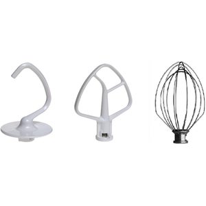 Juego de batidoras KSM150 compatible con KitchenAid K45WW K45DH K45B, incluye batidor plano, batidor de alambre y gancho para amasar para batidoras de alimentos. - Product Image 1