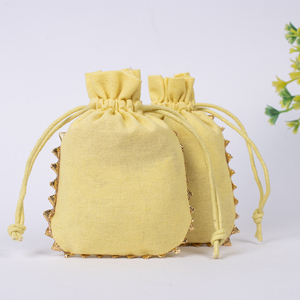 Luxury Indian Cotton Handmade <b>Jewelry</b> <b>Container</b> Custom Logo Drawstring Necklace Pouch Small Coin Bag Wholesale Luxury Gift - Product Image 1