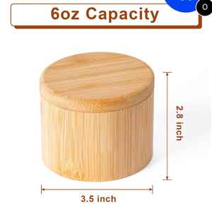 Juego de Recipientes para Condimentos de Bambú Natural con Tapa Giratoria, Ranura para Cuchara, Salero y Pimentero Magnético, Contenedor de Almacenamiento de Especias para Cocina, Tarro Ecológico - Product Image 3