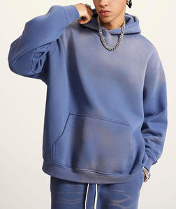 เสื้อฮู้ดดี้โอเวอร์ไซส์สุดหรู ผ้าฝ้ายฟลีซ 100% ล้างสีแบบแอซิดวอช พิมพ์ลายดิจิตอลปักลายฤดูหนาว แบบซันเฟด  สำหรับใส่เล่นกีฬา - Product Image 3