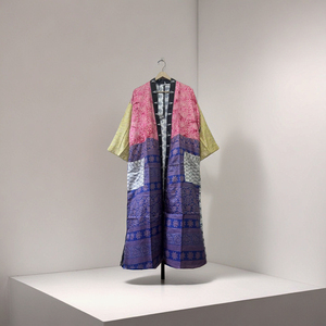 Kimono de satén de seda pura 100% hecho a mano para mujer, ropa de descanso Bohemia con estampado de bloque transpirable ligero para ropa de resort suave - Product Image 4