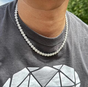 Brazalete de Tenis con Eslabones de Flores con Incrustaciones de Diamantes de Imitación VVS, Plata de Ley 925, Joyería de Diseño - Product Image 4