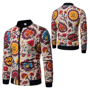 Hot Sale Customized Hip Hop Bomber Jacket Full Print Sublimated Design with Stand Collar New Fashion Canvas <b>Fabric</b> - Product Image 6