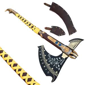 Hache Leviathan Kraatos en acier inoxydable faite à la main, version grandeur nature, inspirée de GOW, entièrement mise à niveau, niveau 7, manche en bois, COSPLAY - Product Image 5