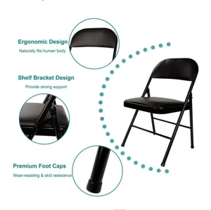 Factory Direct Supplying <strong>Cheap</strong> Soft PU Padded Seats Black Metal Steel <strong>Folding</strong> <strong>Chairs</strong> for Events - Product Image 6
