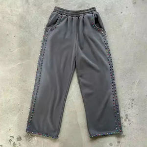 Kivotech เสื้อฮู้ดมีซิปสำหรับติดตามเหงื่อกางเกงทรงหลวม100% ซีดด้วยกรดชุดวอร์มผ้าฝ้ายไซส์ใหญ่พิเศษปัก3D โลโก้ได้ตามต้องการ - Product Image 4