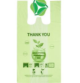 Respetuoso del medio ambiente Biodegradable Side Gusset T-Shirt Handle Bag Plastic Shopping Green Alternative - Product Image 2