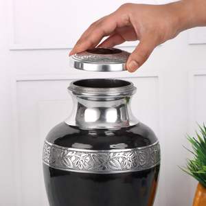 Dim Black Handcrafted Aluminum Cremation Urn <b>for</b> Adults Secure Durable Funeral Memorial <b>Ashes</b> <b>Keepsake</b> Custom Size - Product Image 2