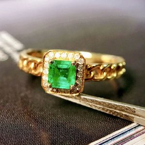 Anillo Infantil de Moda en Oro de 14K con Rodio, Certificado IGI, con Esmeralda Natural de Zambia y Moissanita, para Fiestas, Aniversarios, Piedra de Nacimiento de Mayo - Product Image 6