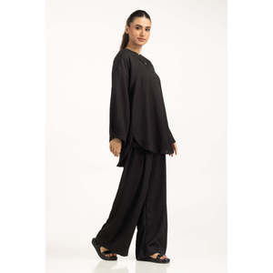 Pantalones de Pierna Ancha de Cintura Alta y Corte Regular, Tela Crepé Transpirable WM-COD-WS25-018B - Product Image 3