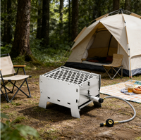 Brûleur à gaz BBQ portable et pliable en acier inoxydable léger, idéal pour le camping en plein air, la pêche en bateau, les excursions de randonnée et les pique-niques – Offre Spéciale