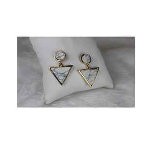 Boucle d'oreille en marbre de qualité exclusive bijoux design de luxe marbre gris et boucle d'oreille en laiton top cadeaux utiliser pour les filles - Product Image 2