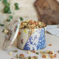 Kontensan Kintsugi Gold Vein Flower Design Metal Round Canister Knob Handle ER1415I Dari Turki untuk Penyimpanan & Wadah Makanan