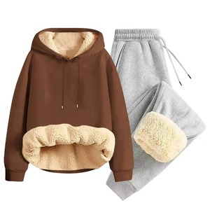 Conjunto de Sudadera con Capucha de Terciopelo de Cordero Grueso para Hombre, Invierno, Casual, 100% Algodón, Talla Grande, Combinación de Sudadera y Chaqueta Acolchada Cómoda - Product Image 6