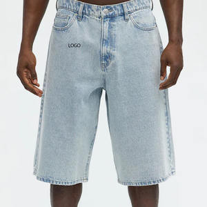 Pantalones cortos de mezclilla para hombre, 100% algodón, mezclilla, acabado lavado, cierre de botones, bolsillo, aspecto moderno, Ideal para ropa informal, transpirable y cómodo - Product Image 1