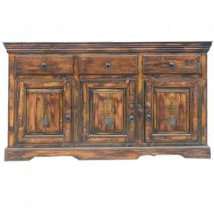 Aparador de madera reciclada de 3 puertas y 3 cajones tallado a mano, muebles elegantes de comedor para el hogar, oficina, uso en el Hotel, granja - Product Image 1