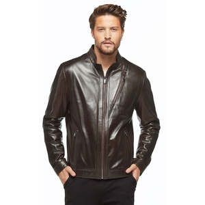 High Quality 2026 Mens Leather <b>Jacket</b> Full Sleeves Turn-Down Collar Custom Logo Printing OEM - Product Image 1