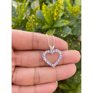 สร้อยคอเงินแท้ 925 ประดับแทนซาไนต์รูปหัวใจ ชุบโรเดียม ลายเรขาคณิต ทอง 14K ประดับแซฟไฟร์ เซอร์คอน โรสโกลด์ เพชร มุก ดีไซน์ทันสมัย - Product Image 1