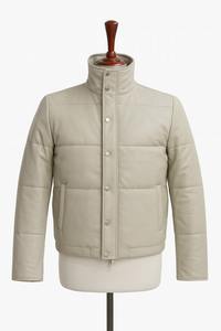 Veste en cuir d'agneau pour homme, col montant, style streetwear, hiver, noir et beige, respirante, imperméable, séchage rapide - Product Image 4