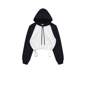 Mode féminine solide vierge à capuche à manches longues polaire chaud haut court à capuche Streetwear Design avec logo avant pour toutes les saisons - Product Image 1