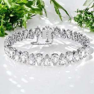 Bijoux plaqués argent de haute qualité 10mm forme de poire D couleur VVS diamant Hip Hop 925 Bracelet de Tennis Moissanite en argent Sterling - Product Image 6