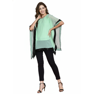 Poncho de Gasa Verde Menta para Mujer, Estilo Holgado, Elegante, Informal, Túnica de Verano, Capa Transparente Ecológica, Ropa de Moda para Venta al por Mayor - Product Image 1