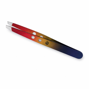 Pince à épiler professionnelle de qualité supérieure, durable, à dégradé de couleurs, en acier inoxydable, à pointe inclinée, outil d'épilation - Product Image 1