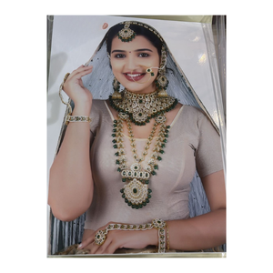 Conjunto de collar y pendientes de novia de piedra multicolor de diseñador Ropa étnica y de fiesta para eventos Hecho de latón - Product Image 1