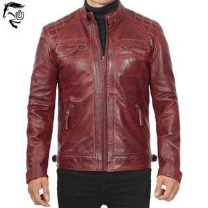 Veste en cuir Vintage décontractée pour hommes personnalisée de haute qualité conception OEM printemps automne hiver respirant coupe-vent 120g fermeture éclair en tissu - Product Image 1