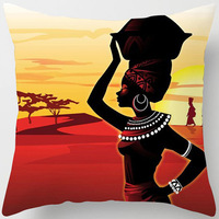 Siyah Kadın Altın Makyajlı Yastık Kılıfı Yumuşak Polyester Afrika Portreli Yastık Kılıfı Dekoratif Yatak Yastık Kılıfı