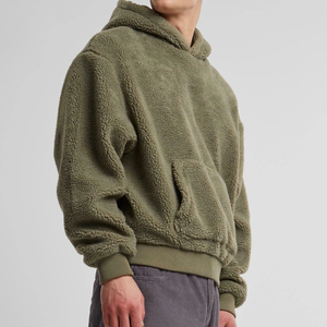 Sweat à capuche en sherpa d'hiver léger 100% coton Écologique Personnalisable Streetwear surdimensionné pour hommes - Product Image 5