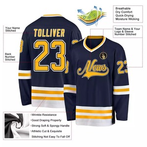 Jersey de Hockey sobre Hielo de Primera Calidad, Diseño Personalizado, 100% Poliéster, Impresión por Transferencia de Calor, Cuello en V, Manga Larga, Uniformes Deportivos - Product Image 4