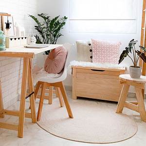 WELL HOME Mobile in Legno di Pino con Tronco Dritto 70x40x44 cm, Arredamento per la Casa con Finitura Naturale Senza Vernice - Product Image 6