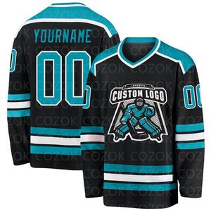 Maillot de hockey sur glace 7V7 avec logo personnalisé, transfert thermique, 100% polyester, coupe-vent, séchage rapide, dernière collection de vêtements de hockey sur glace, différents designs - Product Image 3