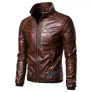 Veste en cuir PU personnalisée pour homme, nouvelle veste bomber grande taille, veste de moto personnalisée pour homme - Product Image 4