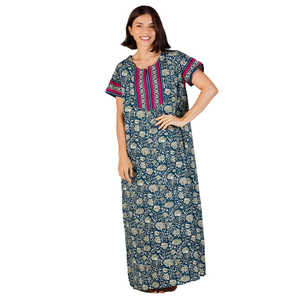 Chemise de nuit longue Evolve pour femme 100 % coton tissé à manches courtes, super douce, décontractée et imprimée - Product Image 5