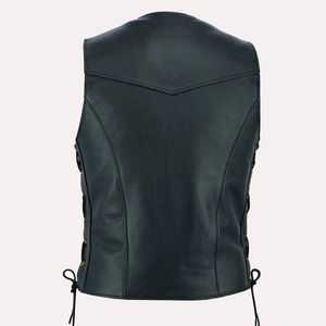 Gilet en cuir d'hiver pour femmes Fermeture éclair Mode Sans manches Coupe-vent Imperméable Vêtements d'extérieur personnalisables Poches Couleur unie - Product Image 3